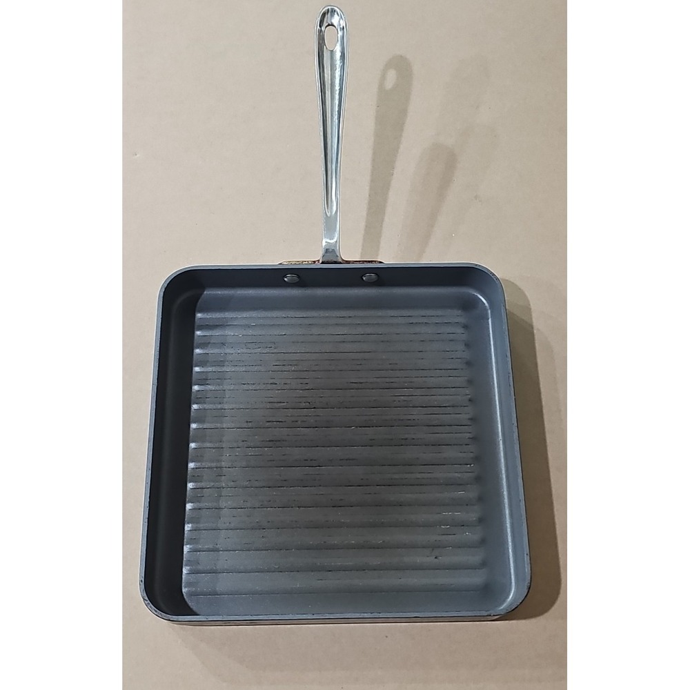 ALL-CLAD Stainless Steel handle Grill Pan Skillet Griddle 11" x 11" Stained
